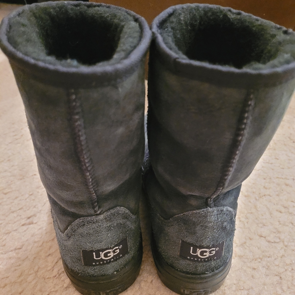 UGG Charcoal Suede Boots, W 7, Ultra Short